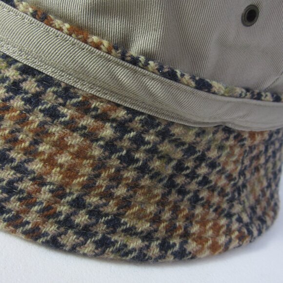 New Unisex M / L  J Crew Bucket Hat Lambswool Herringbone Khaki Beige Reversible - Picture 6 of 7